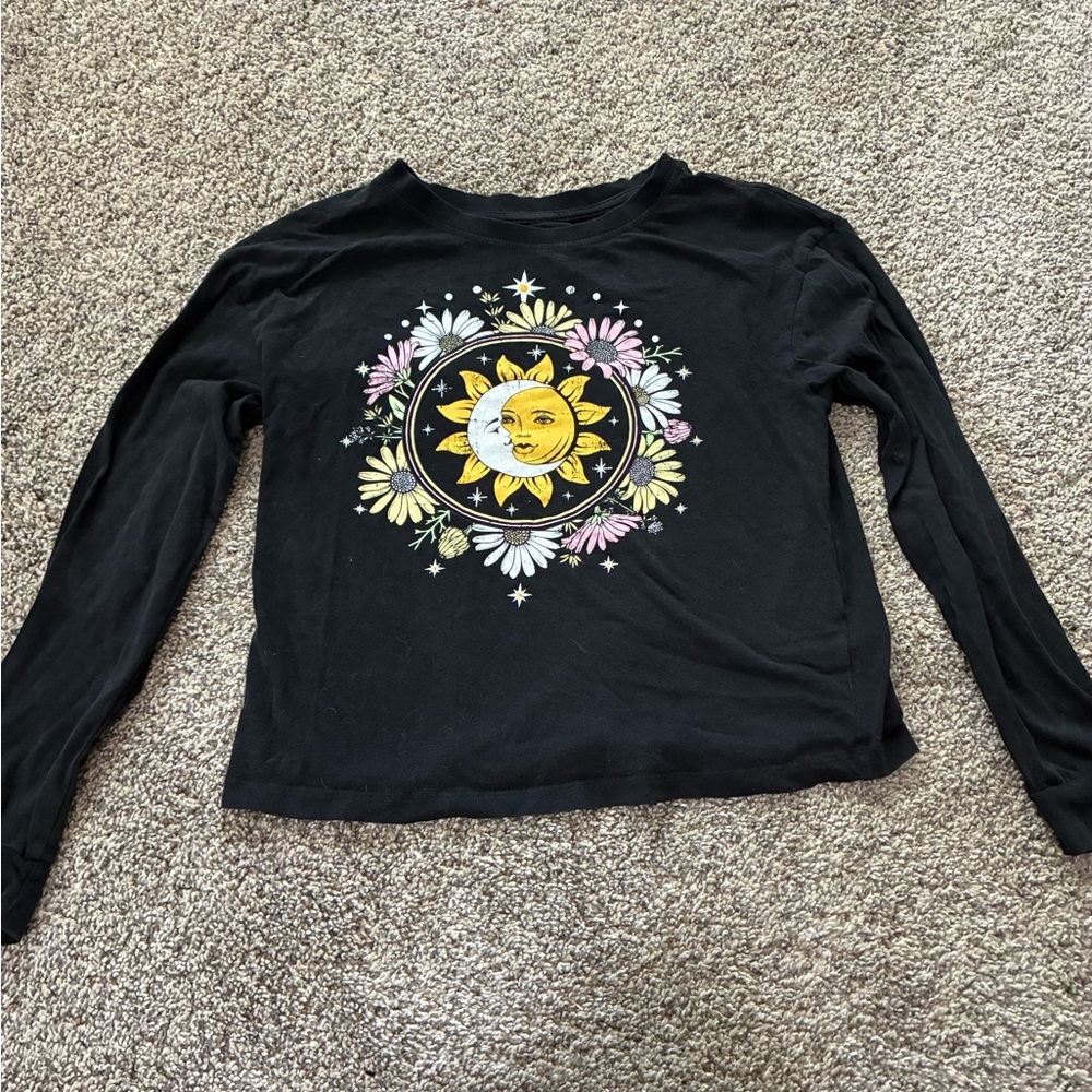 Rebellious One Black Celestial Graphic Long Sleeve Tee